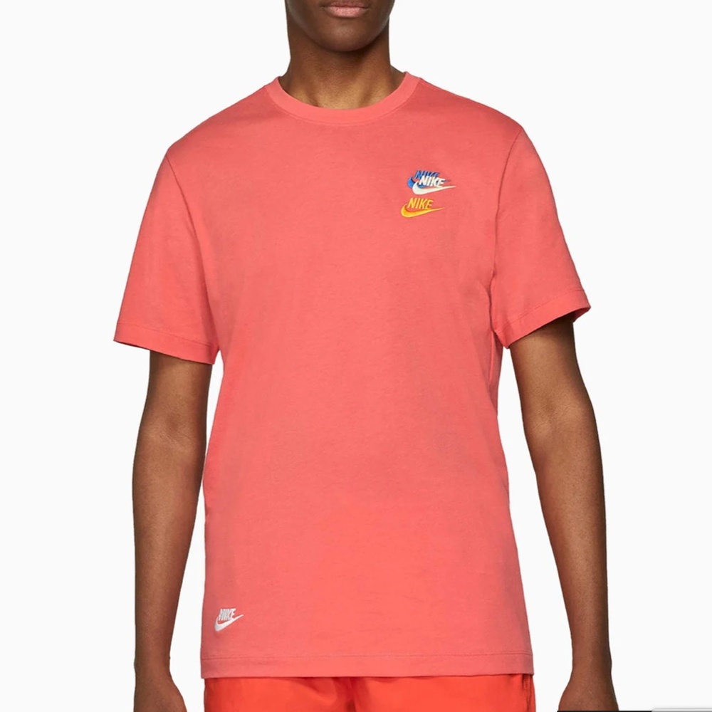 Nike Sportswear Embroidered Swoosh L 2XL Cotton T-Shirt DJ1568 Coral Orange